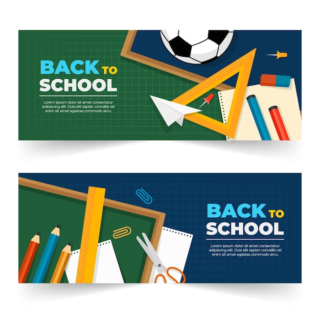 Free vector flat back to school banners set