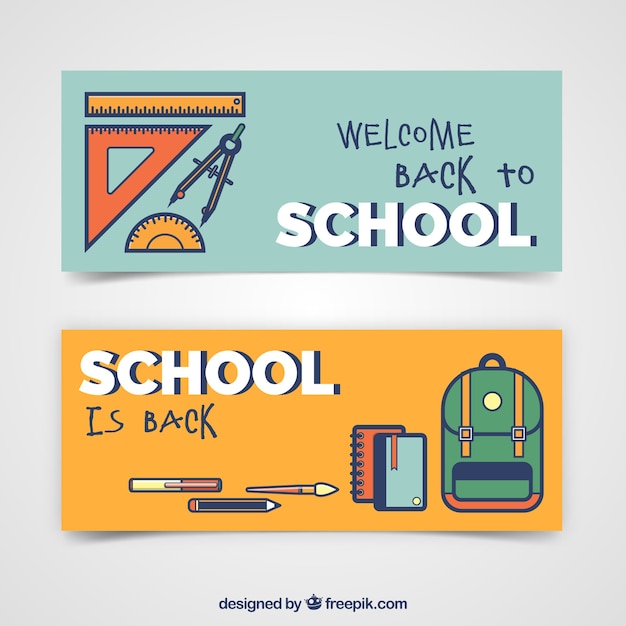 Flat back to school banners