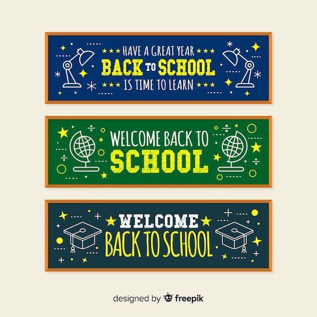 Flat back to school banners