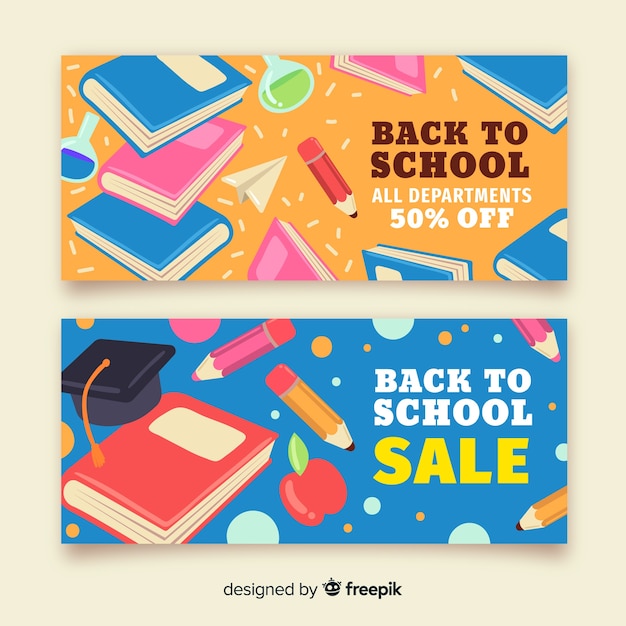 Flat back to school banners