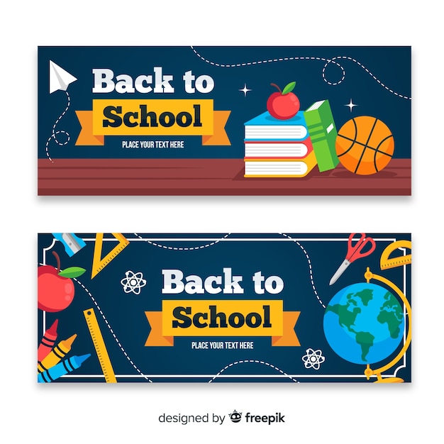 Flat back to school banners