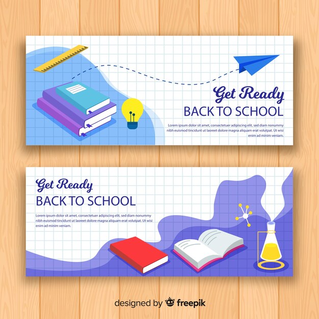 Flat back to school banners