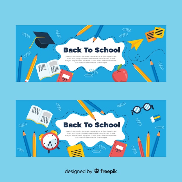 Flat back to school banners