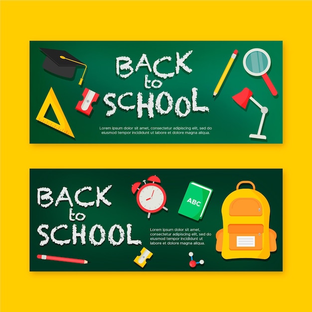 Flat back to school banners