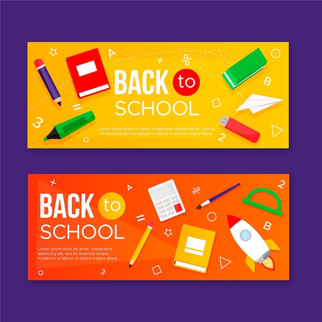 Flat back to school banners