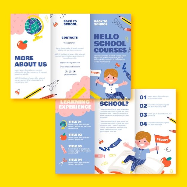 Flat back to school brochure template