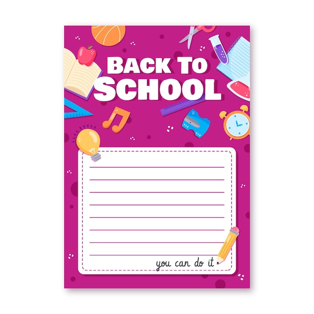 Free vector flat back to school card template