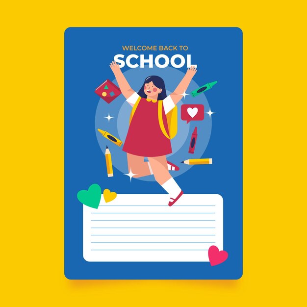 Flat back to school card template