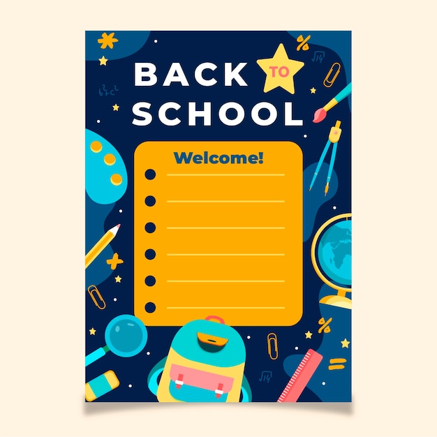 Flat back to school card template