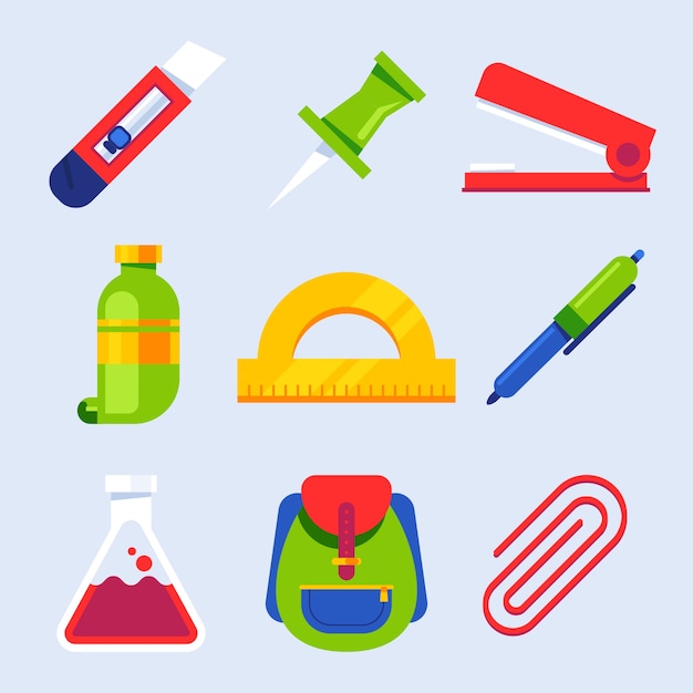 Free vector flat back to school elements collection