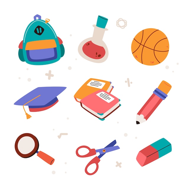 Free vector flat back to school elements collection