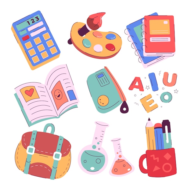 Free vector flat back to school elements collection