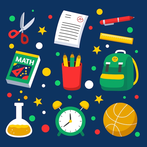 Free vector flat back to school elements collection