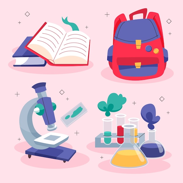 Free vector flat back to school elements collection