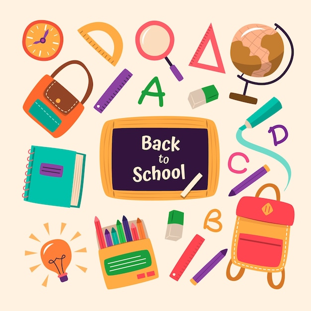 Free vector flat back to school elements collection