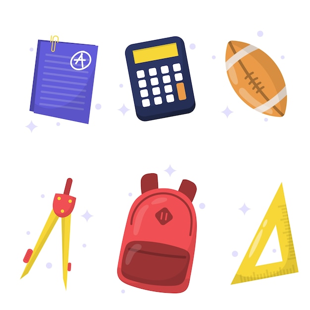 Free vector flat back to school elements collection