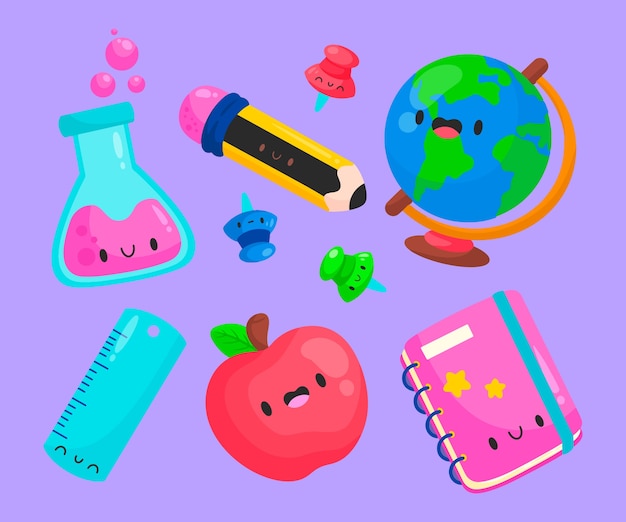 Free vector flat back to school elements collection