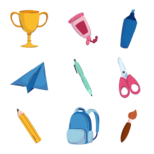 Back to School Elements Collection – Free Vector Download