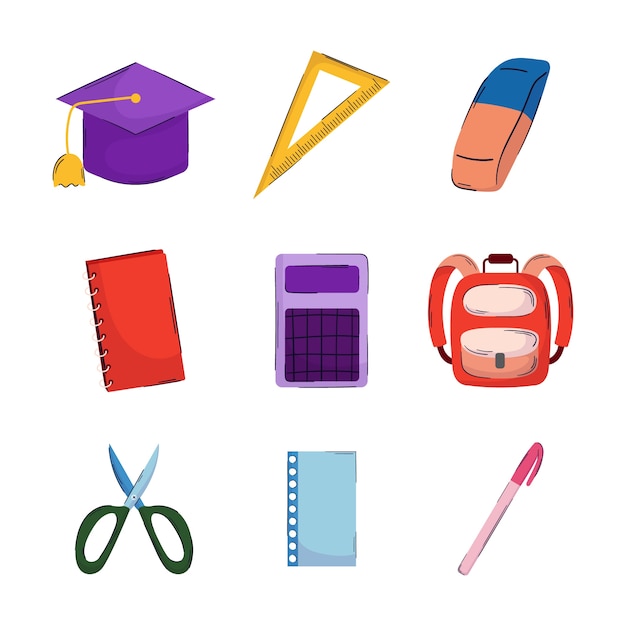 Free vector flat back to school elements collection