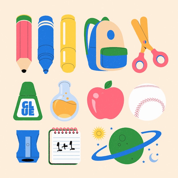 Free vector flat back to school elements collection