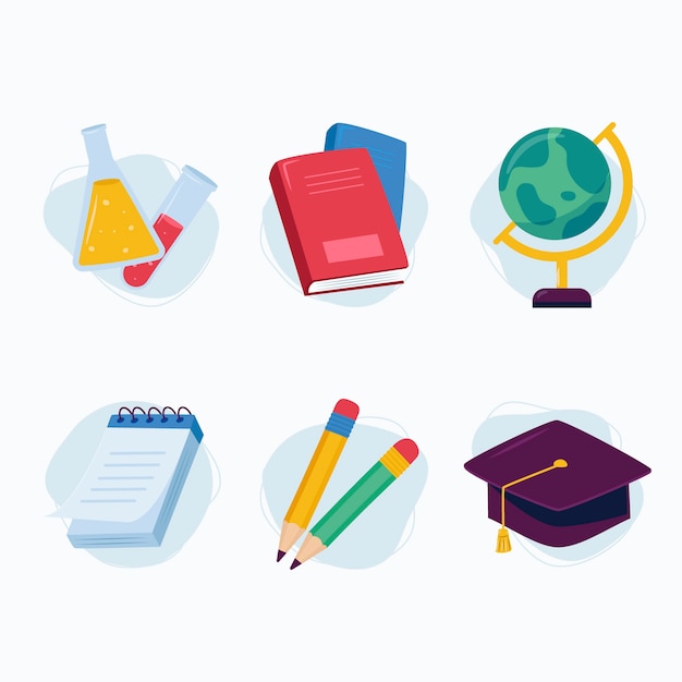 Free vector flat back to school elements collection