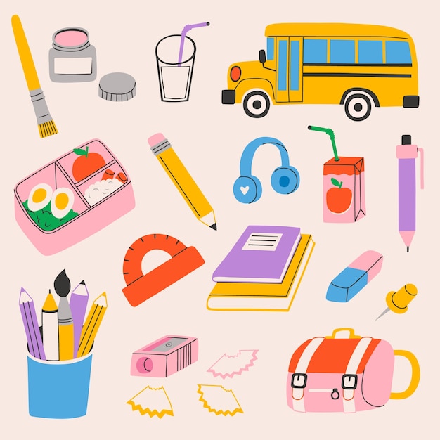 Free vector flat back to school elements collection