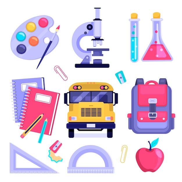 Free vector flat back to school elements collection