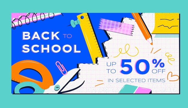 Free vector flat back to school horizontal sale banner template