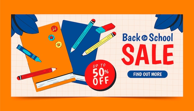Free vector flat back to school horizontal sale banner template