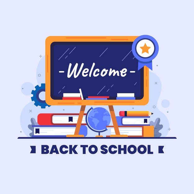 Flat back to school illustration with school supplies