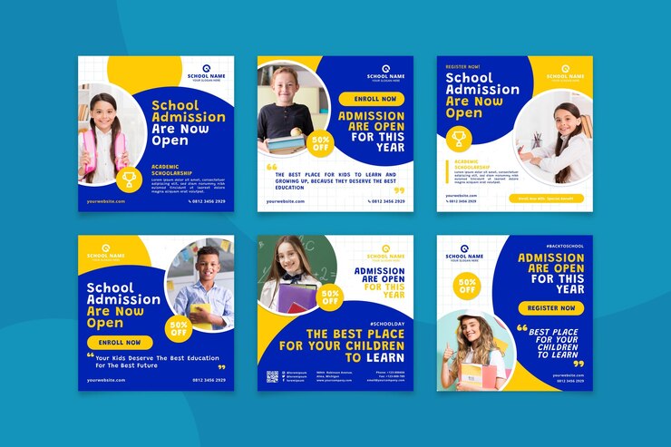 Free Vector flat back to school instagram posts collection with photo