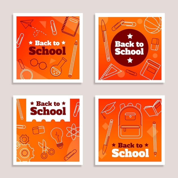 Flat back to school instagram post collection