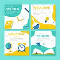 Free vector flat back to school instagram posts collection