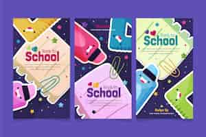 Free vector flat back to school instagram stories collection
