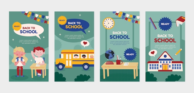 Flat back to school instagram stories collection