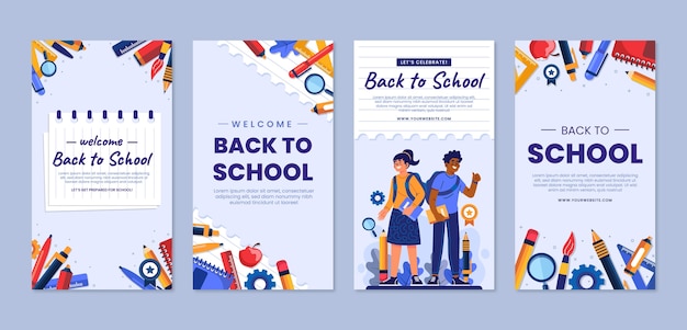 Flat back to school instagram stories collection