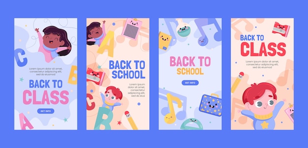 Free Vector | Flat back to school instagram stories collection with photo