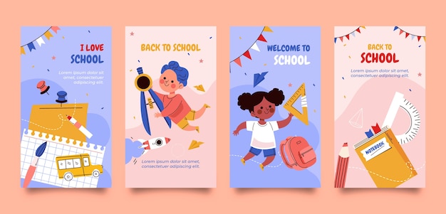 Flat back to school instagram stories collection