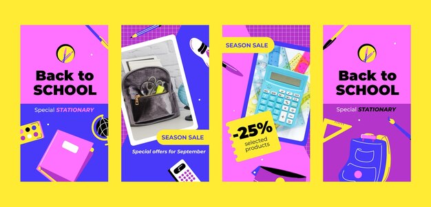 Flat back to school instagram stories collection