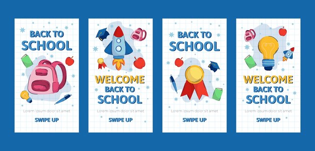 Vettore gratuito flat back to school raccolta di storie su instagram