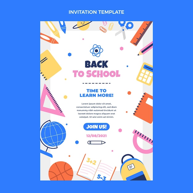 Free vector flat back to school invitation template