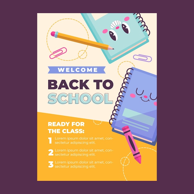 Flat back to school invitation template