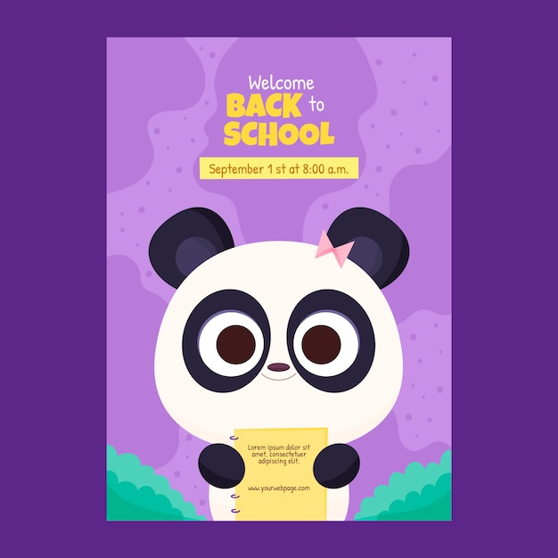 Flat back to school invitation template