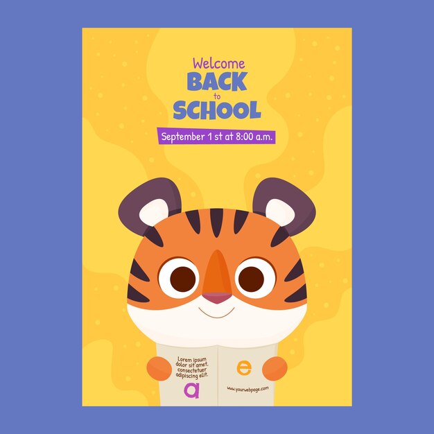 Flat back to school invitation template