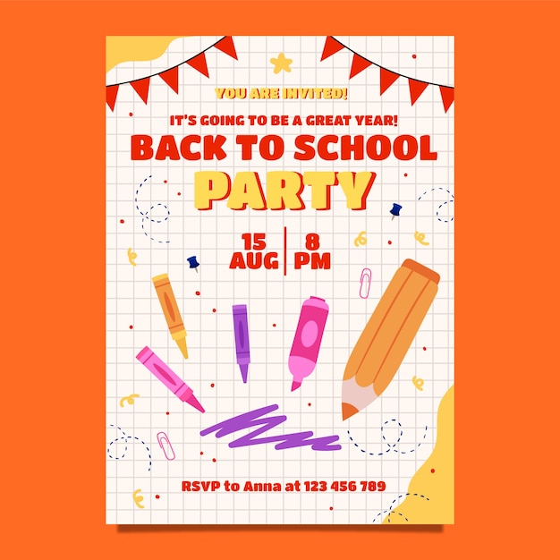 Free vector flat back to school invitation template