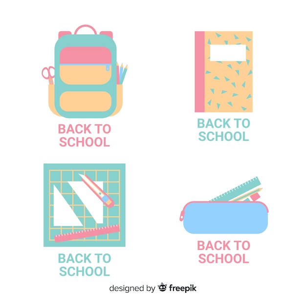 Flat back to school label collection