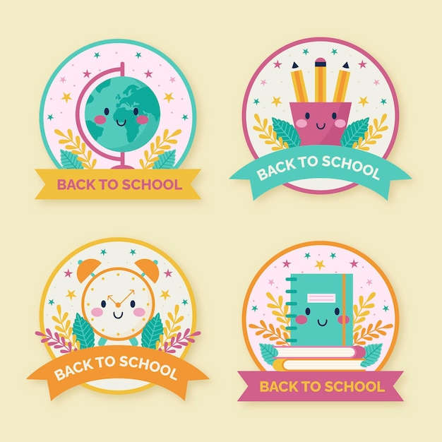 Flat back to school labels collection