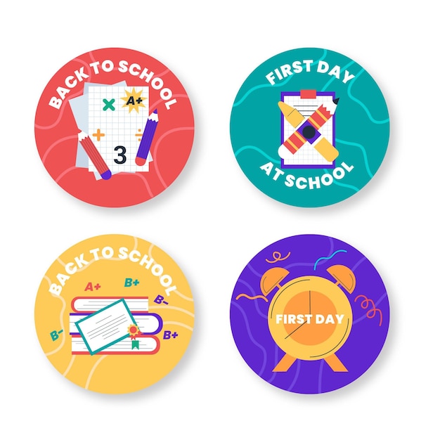 Flat back to school labels collection