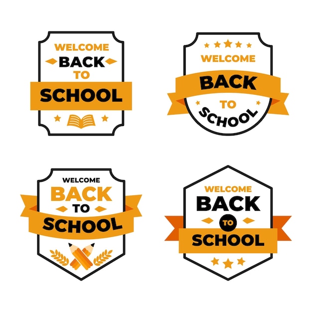 Free vector flat back to school labels collection