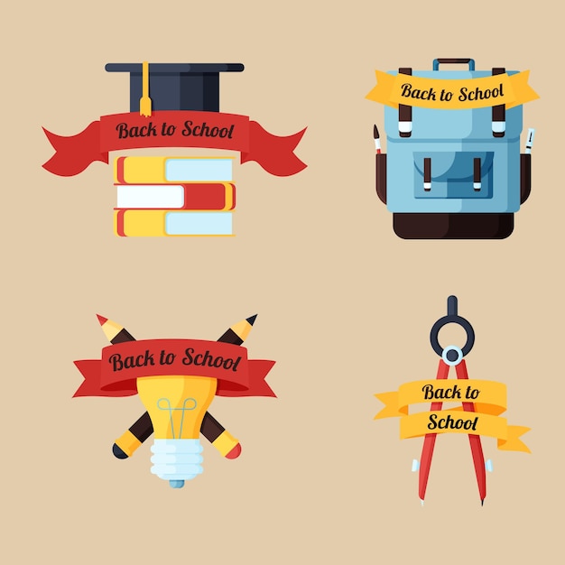 Free vector flat back to school labels collection